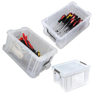 1 x 24 Litres Multipurpose Strong Reinforced Clear Snap Closure Storage ...