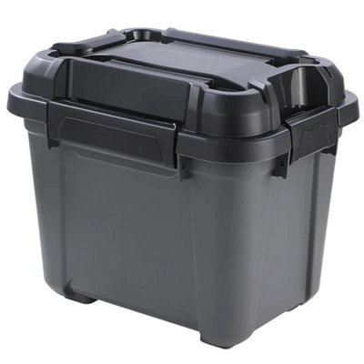 1 x 31 Litres Indoor Outdoor Heavy Duty Black Storage Bunker Trunks Ideal For DIY Use Tradesman & Handyman