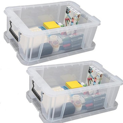 1 x 36 Litre Multipurpose Strong Reinforced Clear Snap Closure Storage ...