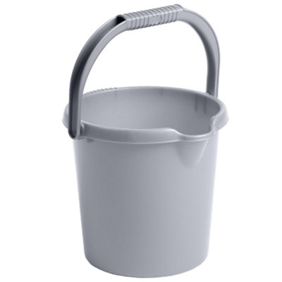 1 x 5L Grey Plastic Bucket With Handle, Spout & Graduated Capacity Markers