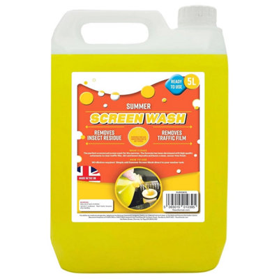 1 x 5L High Performance Yellow Summer Screen Wash Ready To Use