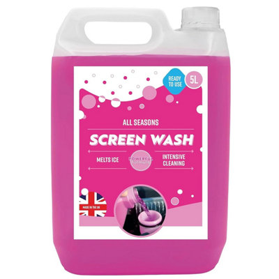 1 x 5L Pink Ready To Use All Season Windscreen Screen Wash Streak Free Finish