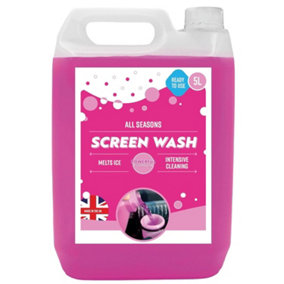 1 x 5L Pink Ready To Use All Season Windscreen Screen Wash Streak Free Finish