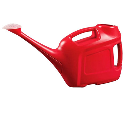 1 x 6 Litre Red Slimline Watering Can For Easy Pouring With Rose Head