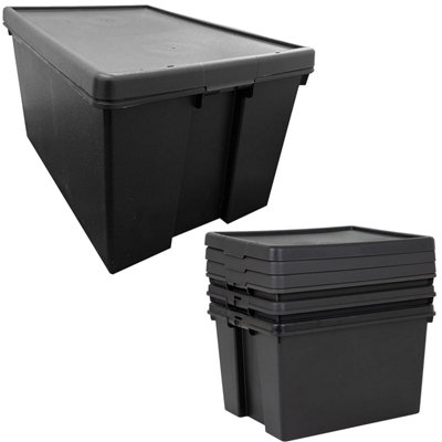 1 x 62 Litre Extra Large Super Strong Stackable & Nestable Black Impact ...