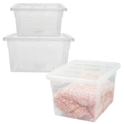 1 x 96 Litre Strong Clear Transparent Storage Container Ideal For ...