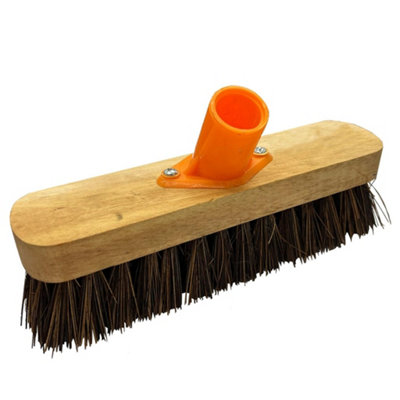 1 x Bassine 12" Traditional Wooden Sweeping Brush With Handle & Support Bracket - 3
