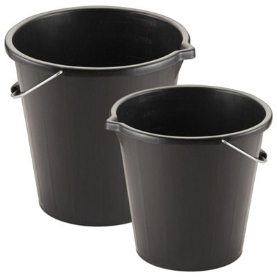 1 x Black 14 Litre Plastic Water Storage Cement Mixing Buckets