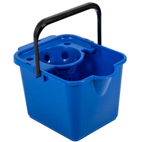 1 x Blue 12 Litre Plastic Mop Bucket With Wringer With Lip For Easy Pouring For Cleaning Hard Floors