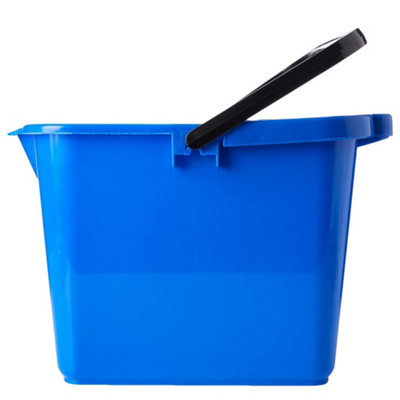 1 x Blue 12 Litre Plastic Mop Bucket With Wringer With Lip For Easy Pouring For Cleaning Hard Floors