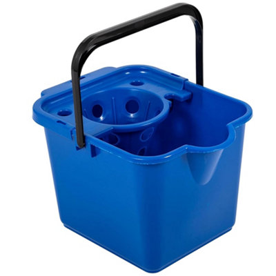 1 x Blue 12L Mop & Bucket Set For Cleaning Hard Floors Complete With Pouring Lip & Cotton Mop