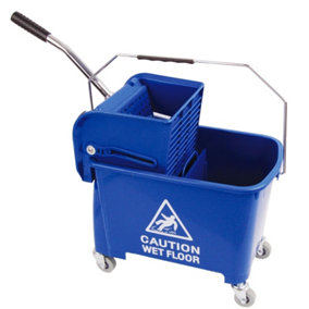 1 x Blue 20L Strong Kentucky Mop Dual-Bucket & Wringer System With Durable Wheels & Carrying Handle