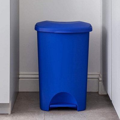 1 x Blue 50L Recycling Commercial Medical Utility Waste Trash Pedal Bin With Hands Free Foot Pedal Operation
