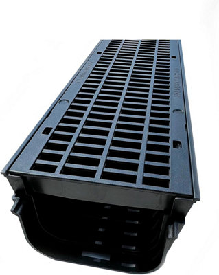 1 x CD410 Shallow Flow Drain Channel Drainage Plastic PVC Heavy Duty Including 2 x Endcaps for the Garden or Driveway