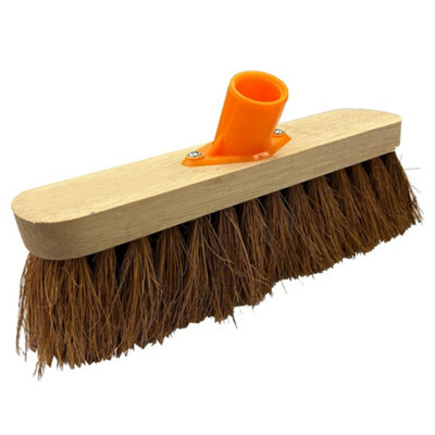 1 x Coco 10" Traditional Wooden Sweeping Brush With Handle & Support Bracket