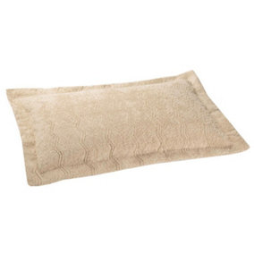 1 x Cream Candlewick Pillow Sham - Soft & Lightweight 100% Cotton Pillow Cover Case with Wave Design - Measures W66 x D51cm