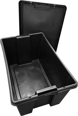 1 x Extra Large 150 Litre Stackable Black Strong Impact Resistant Plastic Container With Lid