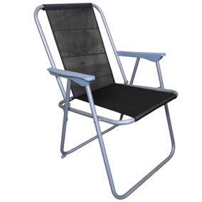 1 x Foldable Garden Chair Fixed position garden chair with grey frame and black fabric