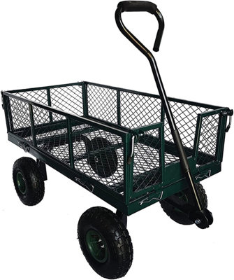 1 x Garden Utility Metal Wagon With Pneumatic Tyres