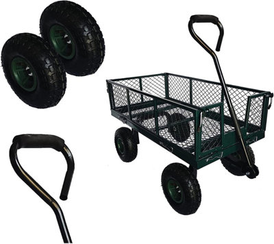 1 x Garden Utility Metal Wagon With Pneumatic Tyres