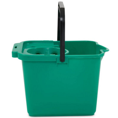 1 x Green 12 Litre Plastic Mop Bucket With Wringer With Lip For Easy Pouring For Cleaning Hard Floors