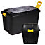 1 x Heavy Duty 110 Litre Robust Black Storage Trunk With Wheels & Handles XL Capacity Great For Indoor & Outdoor