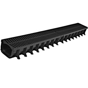 1 x Heavy Duty A15 Easy Flow Storm Drain Shallow Flow Drainage PVC Channel 1m Length Including 2x end Blanks & 1x Outlet
