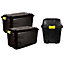 1 x Heavy Duty Black Storage Trunk 42 Litre With Lid Great For Indoor & Outdoor Use