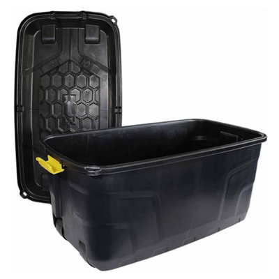 1 x Heavy Duty Black Storage Trunk 60 Litre With Lid Great For Indoor & Outdoor Use