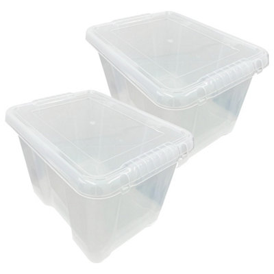 1 x Heavy Duty Multipurpose 24 Litre Home Office Clear Plastic Storage Container With Lid