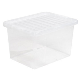 1 x Heavy Duty Multipurpose 45 Litre Home Office Clear Plastic Storage Container With Lid