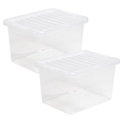 1 x Heavy Duty Multipurpose 45 Litre Home Office Clear Plastic Storage Container With Lid