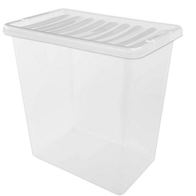 1 x Heavy Duty Multipurpose 55 Litre Home Office Clear Plastic Storage Container With Lid