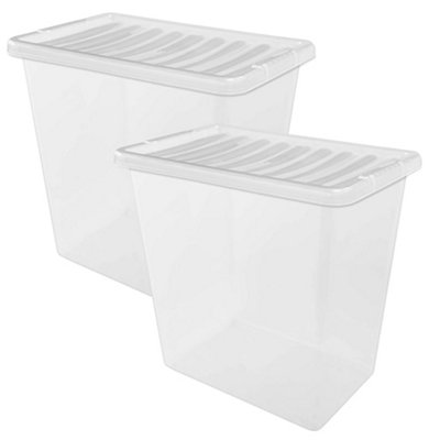 1 x Heavy Duty Multipurpose 55 Litre Home Office Clear Plastic Storage Container With Lid