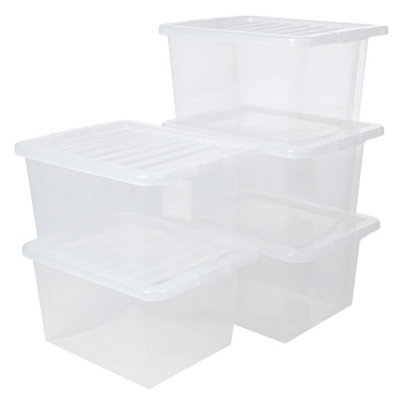 1 x Home Office Clear 22 Litre Transparent Plastic Storage Container With Lid
