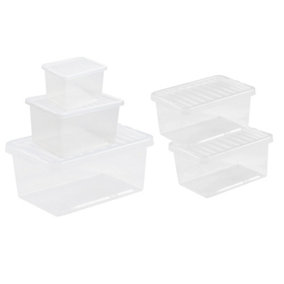 1 x Home Office Clear 64 Litre Transparent Plastic Storage Container With Lid