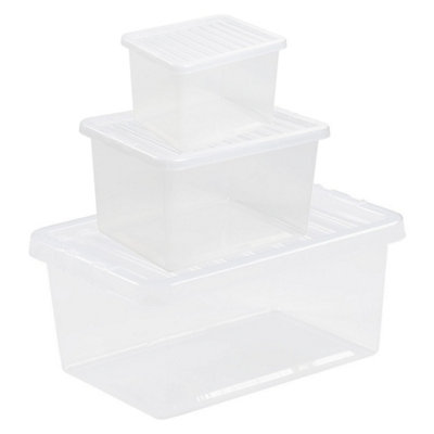 1 x Home Office Clear 96 Litre Transparent Plastic Storage Container With Lid