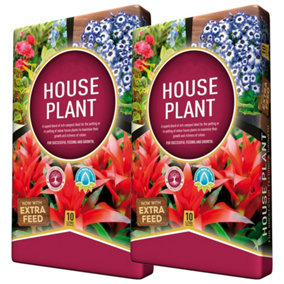 1 x House Plant Compost 20 Litres (2 x 10 Litres) Ideal For House Plants With Added Nutrients For Healthy Leaves & Plants