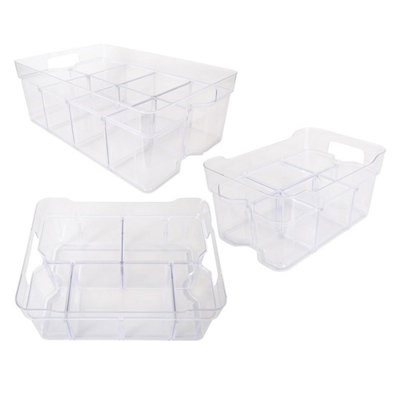 1 x Large (55x35x12.5cm) Stackable Modular Adjustable Plastic ...