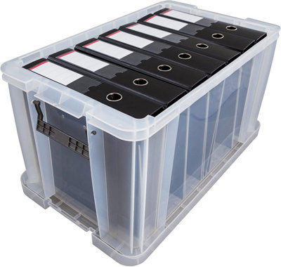 1 x Large Clear Stackable Nestable 24 Litre Storage Container With Clip Locked Lid & Strong Handles