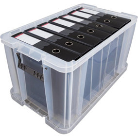 1 x Large Clear Stackable Nestable 36 Litre Storage Container With Clip Locked Lid & Strong Handles