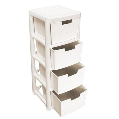 1 x Large Cream Spacious Rattan 4 Drawer Stylish Plastic Modular ...
