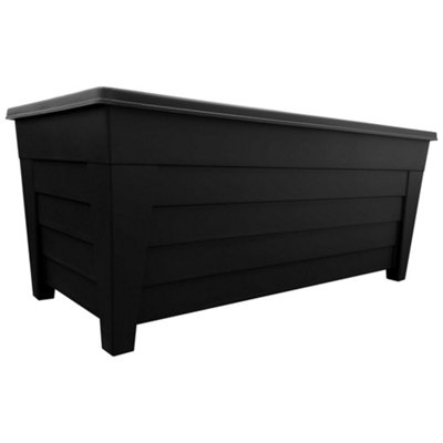 1 x Large Long 55cm Black Grosvenor Trough Flower Garden Planter For Home, Greenhouse & Patios