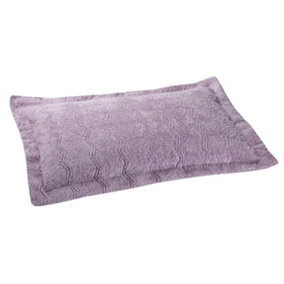 1 x Lavender Candlewick Pillow Sham - Soft & Lightweight 100% Cotton Pillow Cover Case with Wave Design - Measures W66 x D51cm