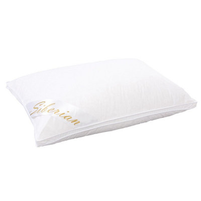 1 x Luxury Siberian Goose Down Pillow - Premium Supersoft Pillow with Pure Cotton Jacquard Cover with Piped Edges - W75 x D50cm