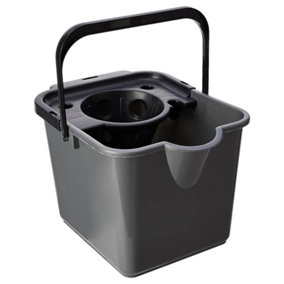 1 x Metallic 12 Litre Plastic Mop Bucket With Wringer With Lip For Easy Pouring For Cleaning Hard Floors