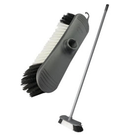 1 x Metallic Grey 3pcs Indoor Sweeping Broom With Metal Handle