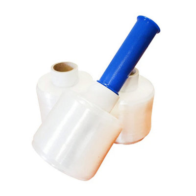1 x Mini Shrink Dispenser + 1 Mini Clear Shrink Wrap Strong Plastic Cling Film Protective Pallet Shrink Wrap Rolls - 3