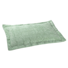 1 x Mint Candlewick Pillow Sham - Soft & Lightweight 100% Cotton Pillow Cover Case with Wave Design - Measures W66 x D51cm
