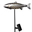 1 x Noma Solar Trout Fish LED Metal Stake Light Silver Pond Garden 9019017